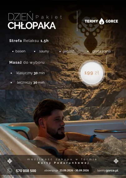 Dzień Chłopaka w Termach Gorce - plakat promocyjny