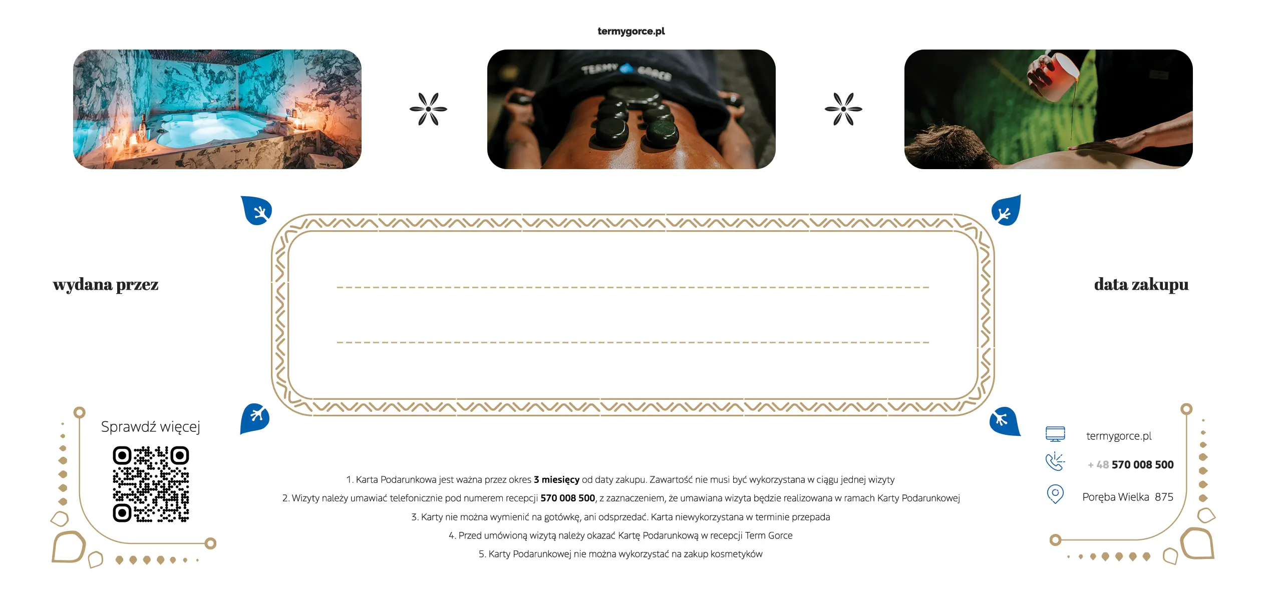 Karta Podarunkowa Strefa Odnowy tył