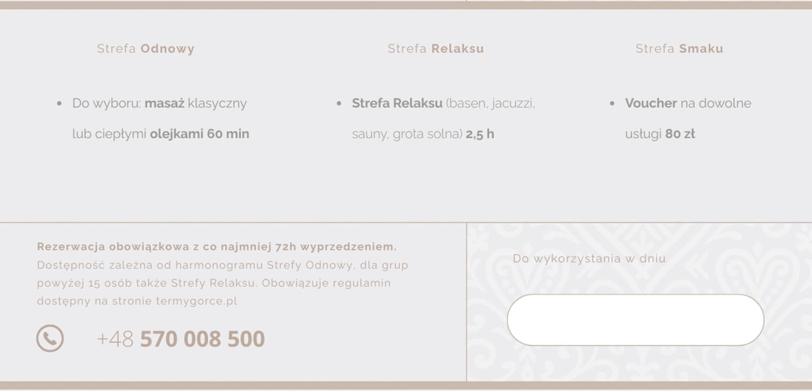 Pakiet w formie Vouchera tył
